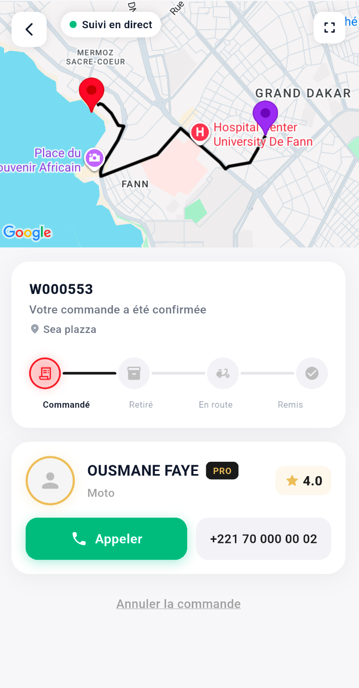 Écran suivi temps réel